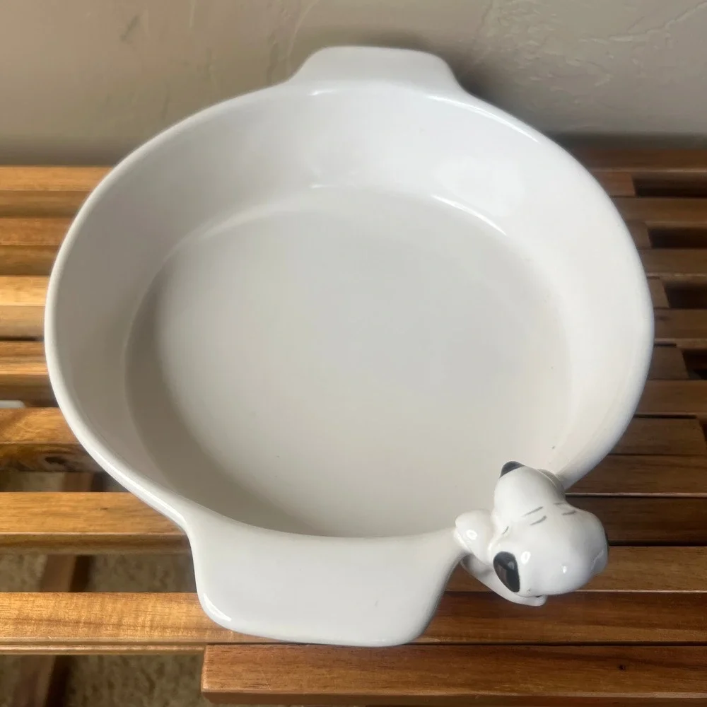 Rae Dunn Peanuts 75th Anniversary Snoopy Happiness Is Ceramic Baking Dish White